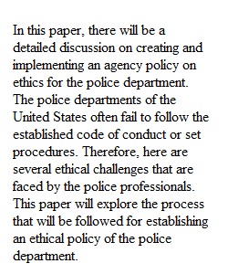 Project 2: Creating and Implementing an Agency Policy on Ethics